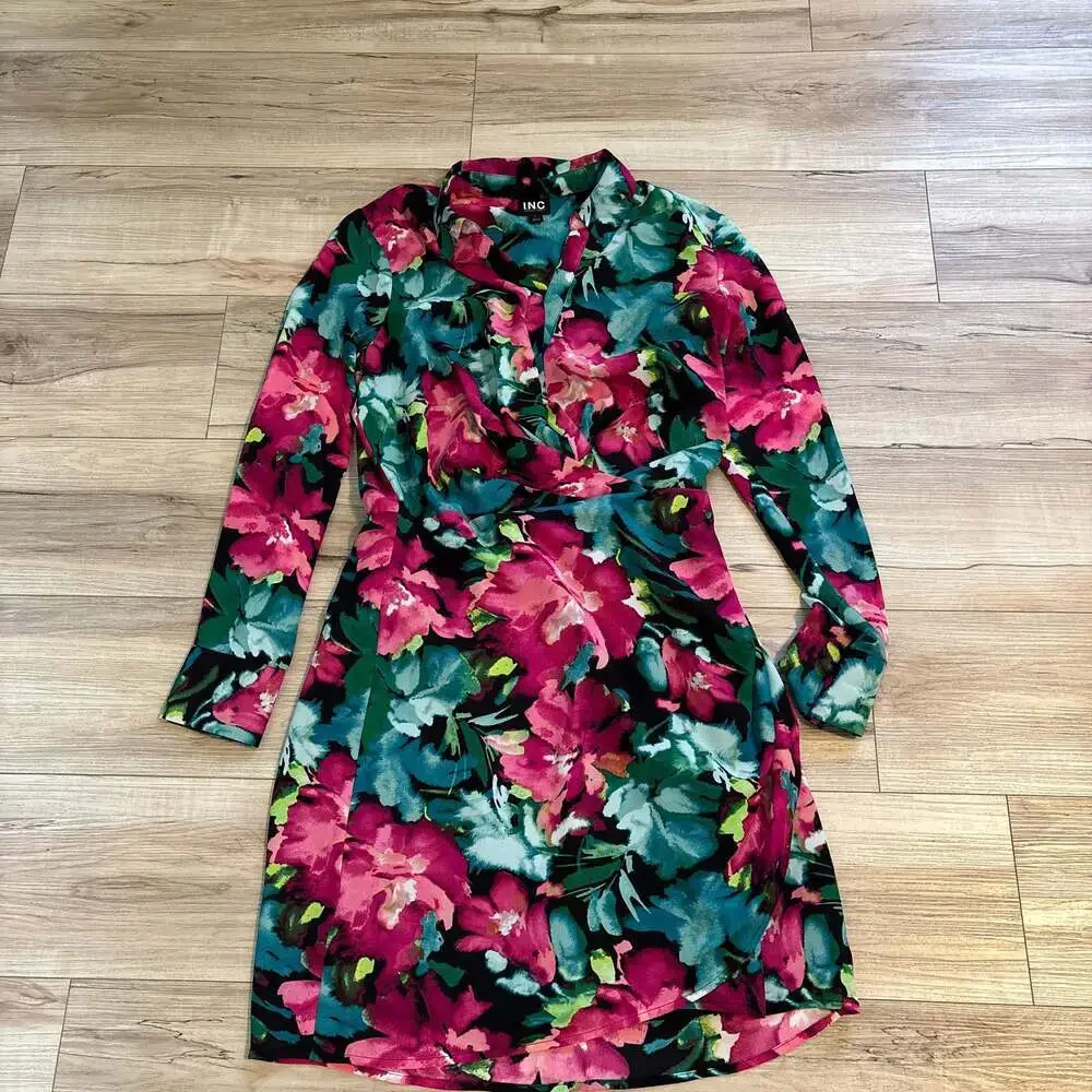 I.N.C.  Women's Printed Faux-Wrap Dress - Picture 3 of 3